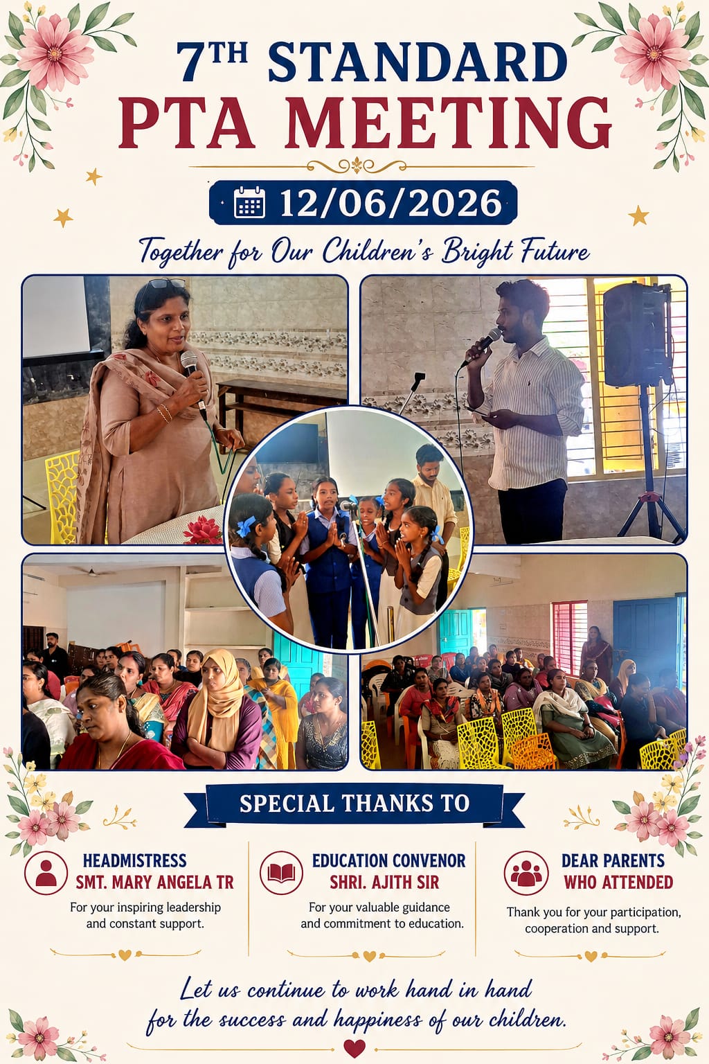 7th Standard PTA Meeting Poster